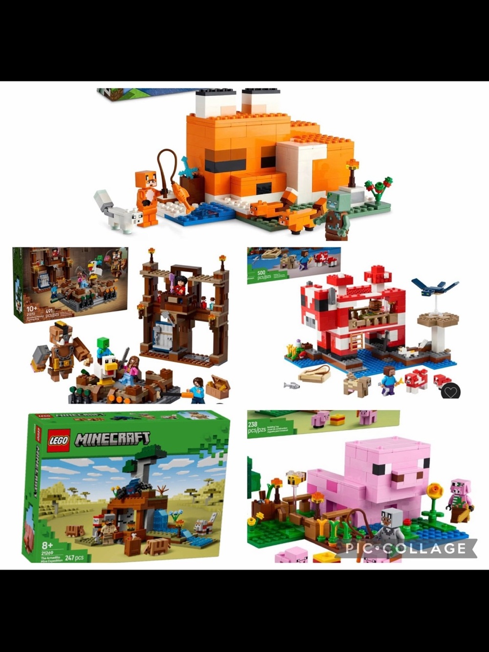LEGO Minecraft Orange Fox & Pink Pig Building Toy Set - LEGO Brand